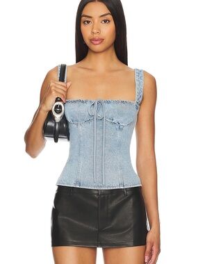 Lioness Light Blue Daydream Denim Corset Tank Top